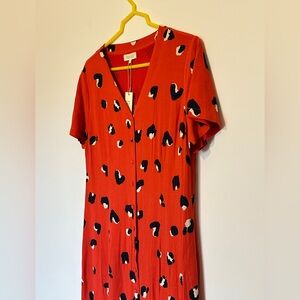 ROOLEE Red Leopard Print Button-Front Maxi Dress – NWT